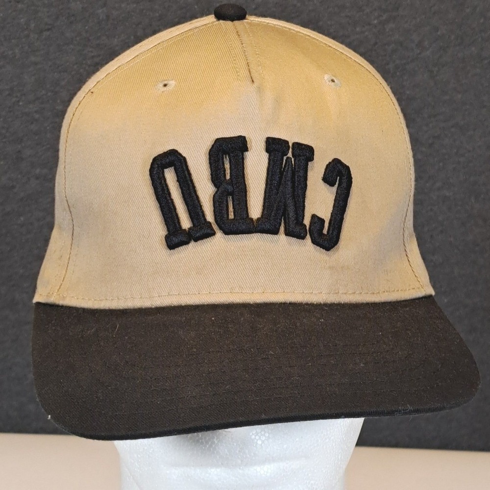 Otto Cap 31-069 Tan Black CNBU Upside Down Logo Snapback Hat Streetwear Cap